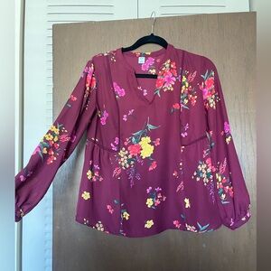 Maroon floral blouse